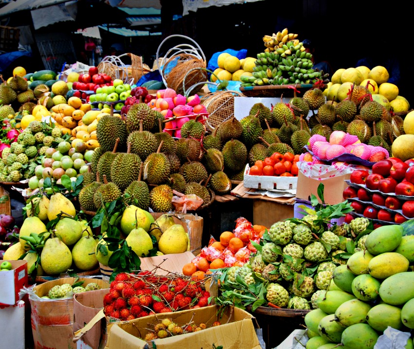 Fruit market in Hanoi Vietnam